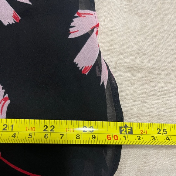 Express Womens Blouse Size S/P Black Floral Sheer Keyhole Open Back Shirt - Picture 13 of 13